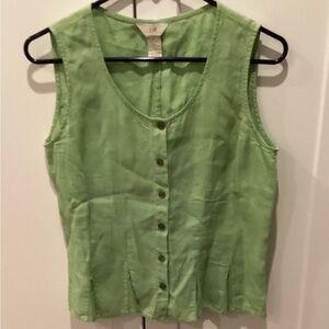 J. Jill Apple Green Button-Front Sleeveless Tank